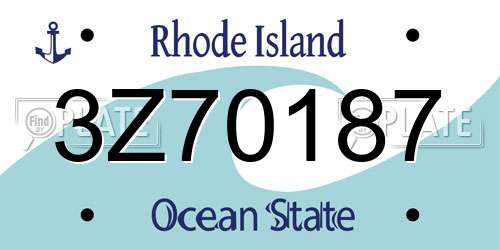 3Z70187 Rhode Island License Plate