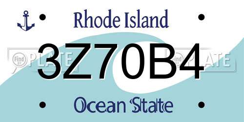 3Z70B4 Rhode Island License Plate