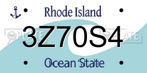 3Z70S4 Rhode Island License Plate