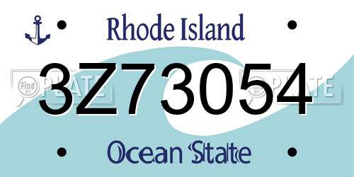 3Z73054 Rhode Island License Plate