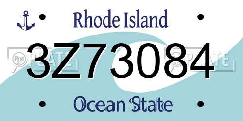 3Z73084 Rhode Island License Plate