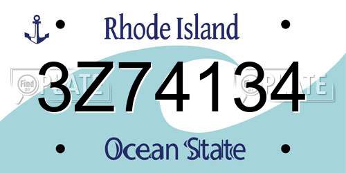 3Z74134 Rhode Island License Plate