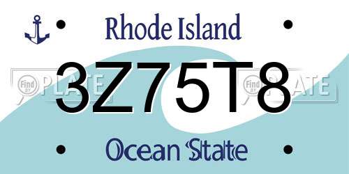 3Z75T8 Rhode Island License Plate