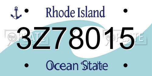 3Z78015 Rhode Island License Plate