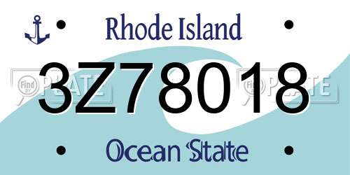 3Z78018 Rhode Island License Plate