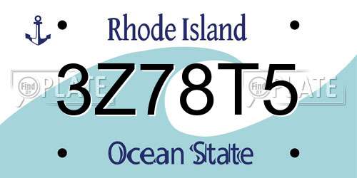 3Z78T5 Rhode Island License Plate