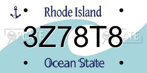 3Z78T8 Rhode Island License Plate