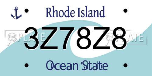 3Z78Z8 Rhode Island License Plate