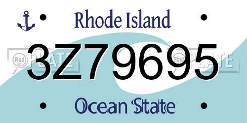 3Z79695 Rhode Island License Plate