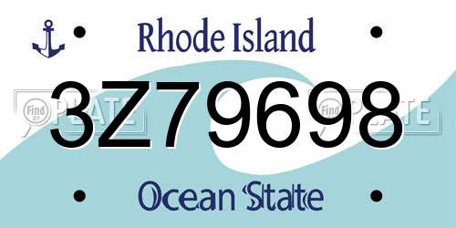 3Z79698 Rhode Island License Plate