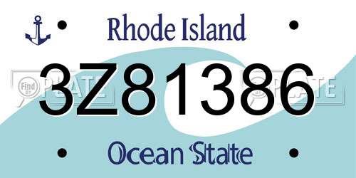 3Z81386 Rhode Island License Plate