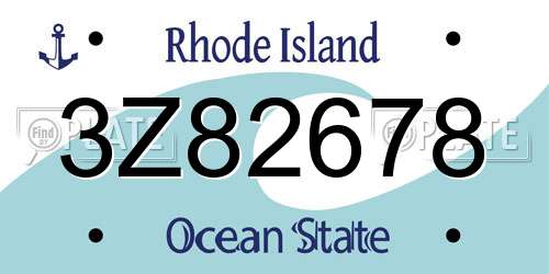 3Z82678 Rhode Island License Plate