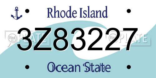 3Z83227 Rhode Island License Plate