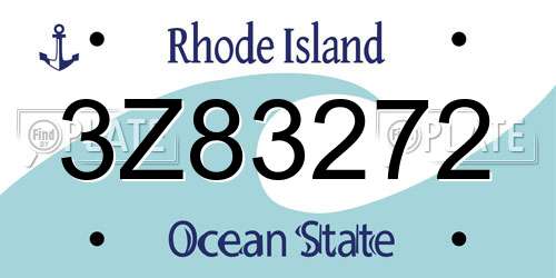 3Z83272 Rhode Island License Plate
