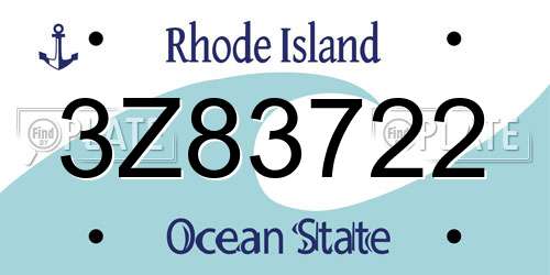 3Z83722 Rhode Island License Plate