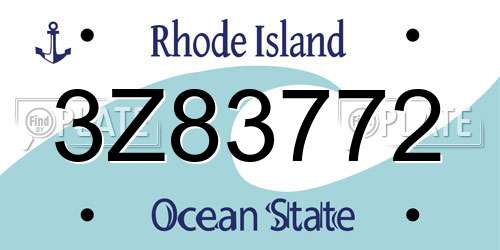 3Z83772 Rhode Island License Plate