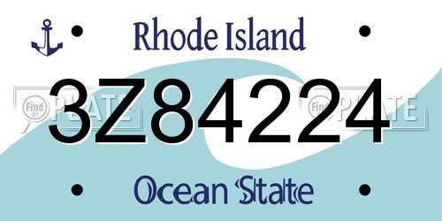 3Z84224 Rhode Island License Plate