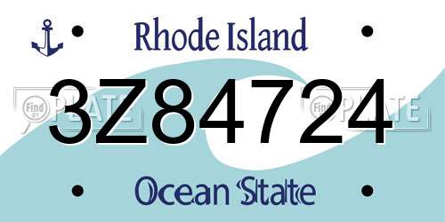 3Z84724 Rhode Island License Plate