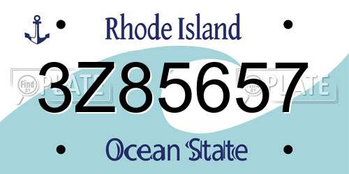 3Z85657 Rhode Island License Plate