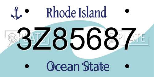 3Z85687 Rhode Island License Plate