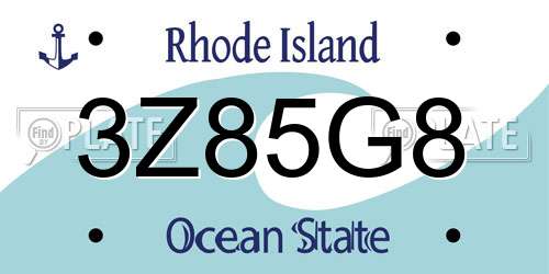 3Z85G8 Rhode Island License Plate