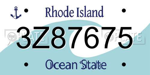 3Z87675 Rhode Island License Plate