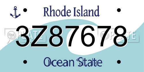 3Z87678 Rhode Island License Plate