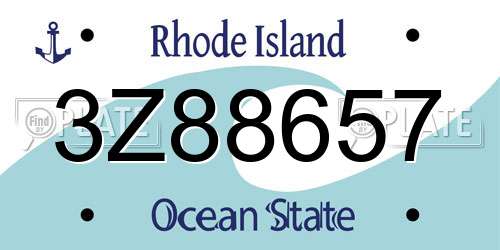 3Z88657 Rhode Island License Plate