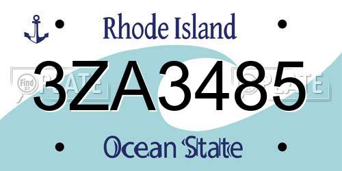 3ZA3485 Rhode Island License Plate