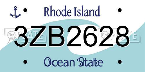 3ZB2628 Rhode Island License Plate