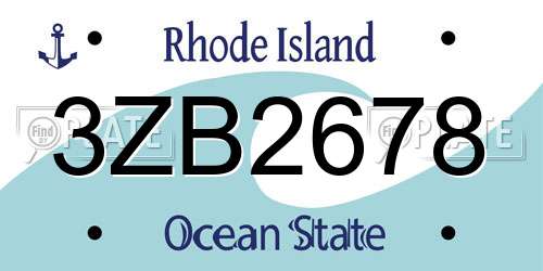 3ZB2678 Rhode Island License Plate