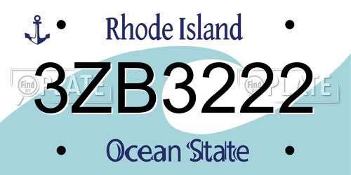 3ZB3222 Rhode Island License Plate