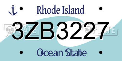 3ZB3227 Rhode Island License Plate