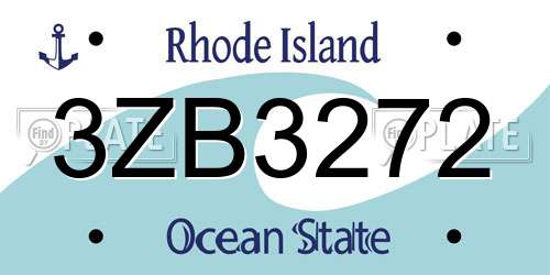 3ZB3272 Rhode Island License Plate