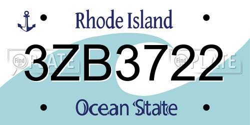 3ZB3722 Rhode Island License Plate