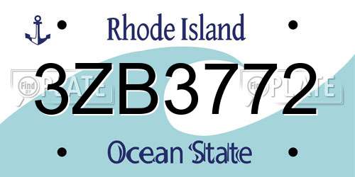 3ZB3772 Rhode Island License Plate