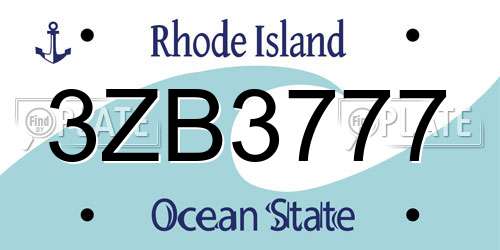 3ZB3777 Rhode Island License Plate