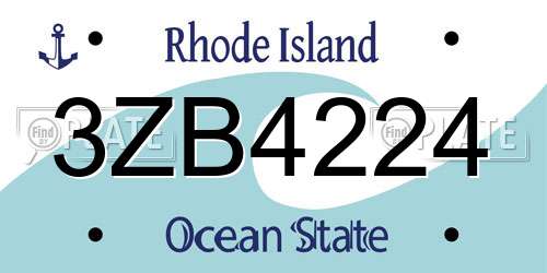 3ZB4224 Rhode Island License Plate