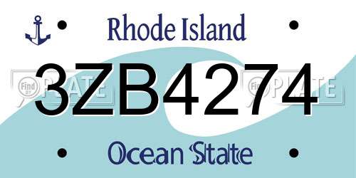 3ZB4274 Rhode Island License Plate