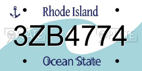 3ZB4774 Rhode Island License Plate