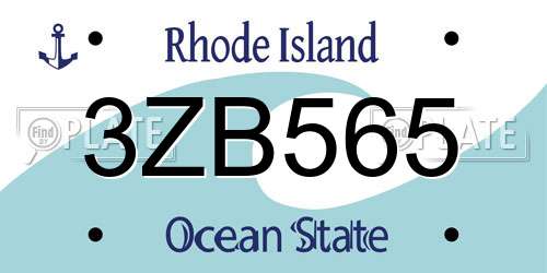 3ZB565 Rhode Island License Plate