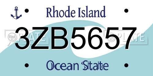 3ZB5657 Rhode Island License Plate