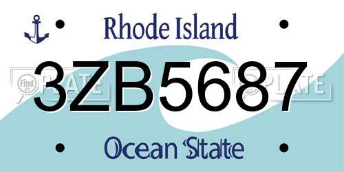 3ZB5687 Rhode Island License Plate