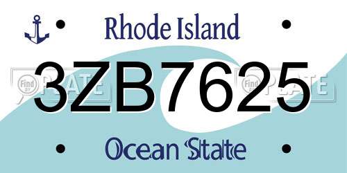 3ZB7625 Rhode Island License Plate