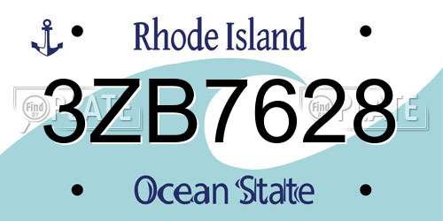 3ZB7628 Rhode Island License Plate