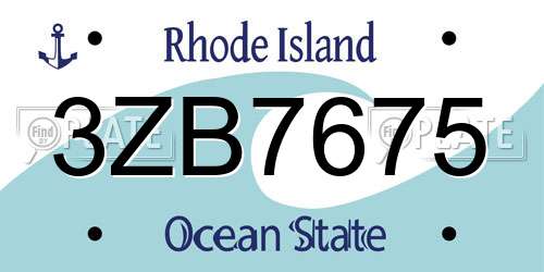 3ZB7675 Rhode Island License Plate
