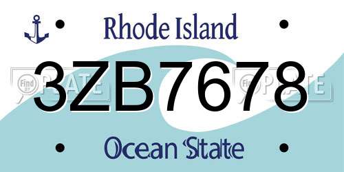 3ZB7678 Rhode Island License Plate