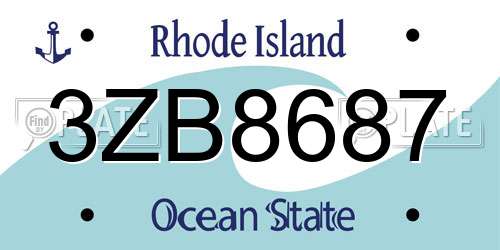 3ZB8687 Rhode Island License Plate