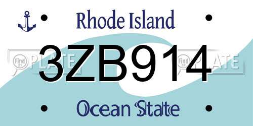 3ZB914 Rhode Island License Plate