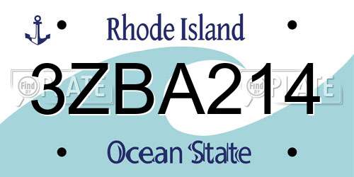 3ZBA214 Rhode Island License Plate